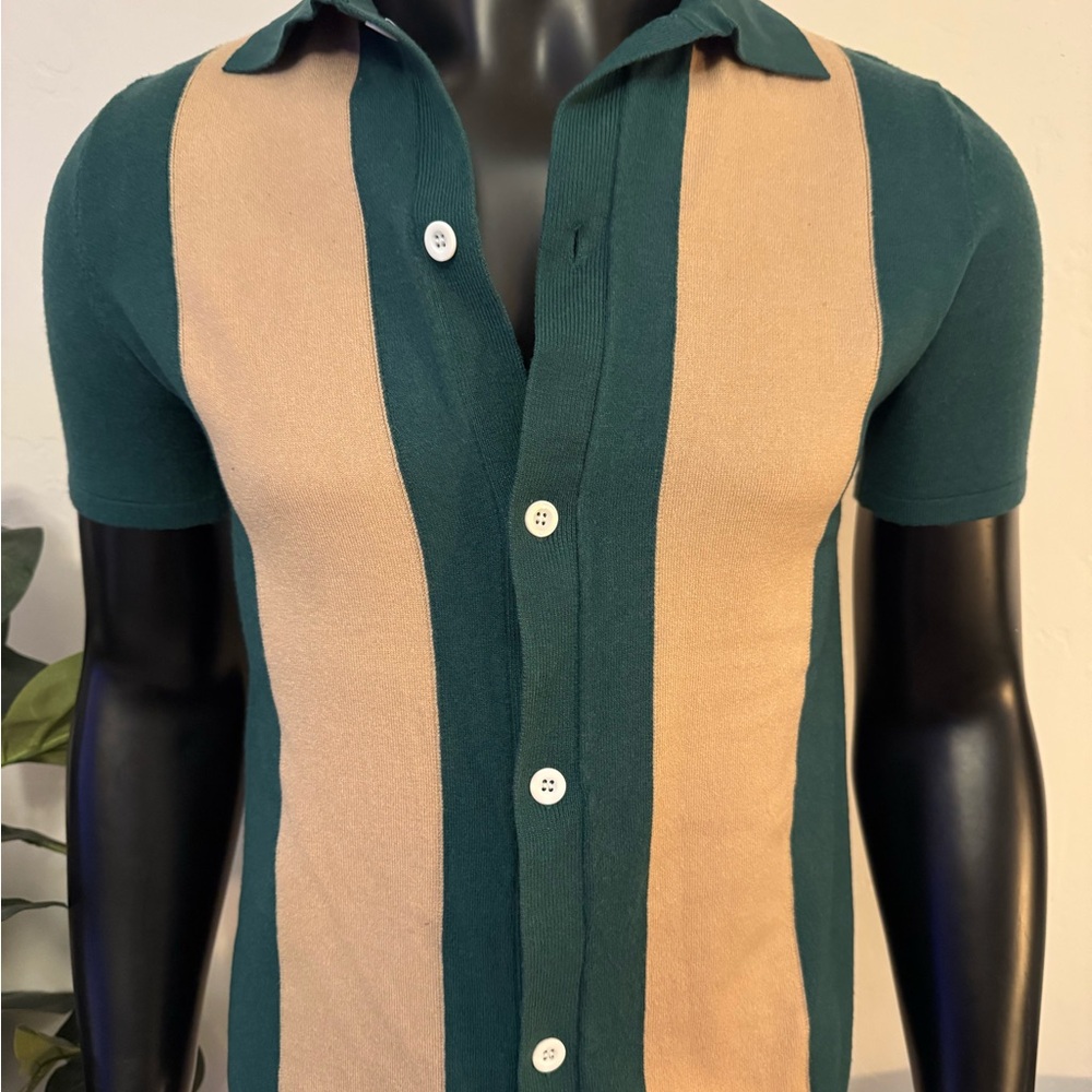 ASOS Green and Tan Casual Button Down Shirt